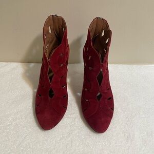 Alaia Red Suede Ankle Booties
